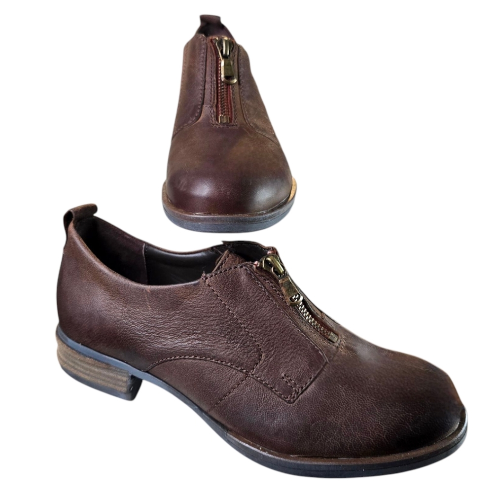 Josef Seibel Sanja 07 Washed Moro Brown Leather Slip On Shoes US Size 6.5 EU 37